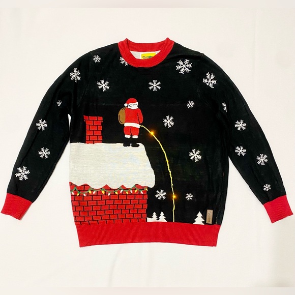 Tipsy Elves Leaky Roof Light Up Funny Christmas Sweater - Picture 1 of 6